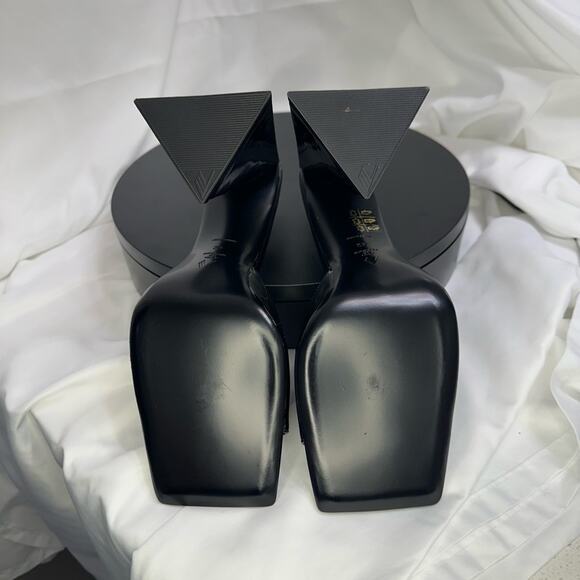 Attico Devon Black Patent Leather Mule Heels Size IT 42 (US 11) Square Toe - Picture 2 of 6